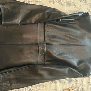 Anne Klein five button two pocket leather jacket.